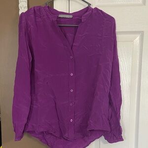 Vibrant Purple 100% silk Women's Button-Down Shirt